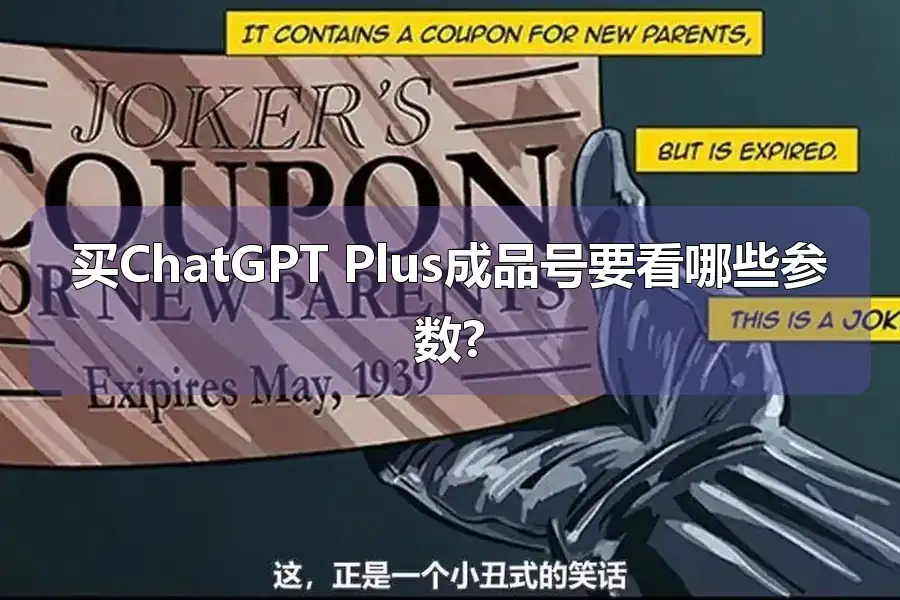 买ChatGPT Plus成品号要看哪些参数?